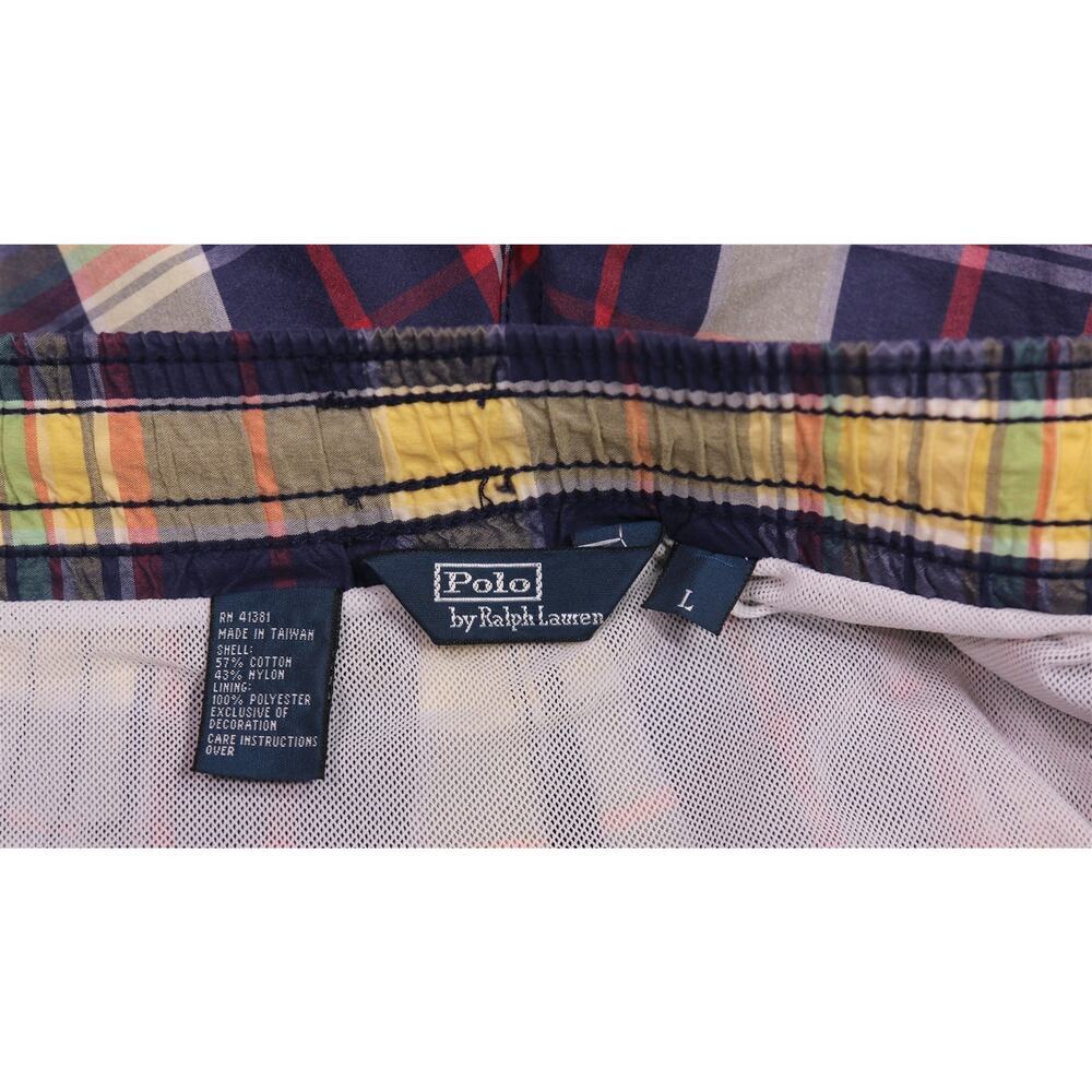 Polo Ralph Lauren Vintage Men Madras Plaid Cotton Nylon Swim Trunks Shorts Large - Picture 4 of 6